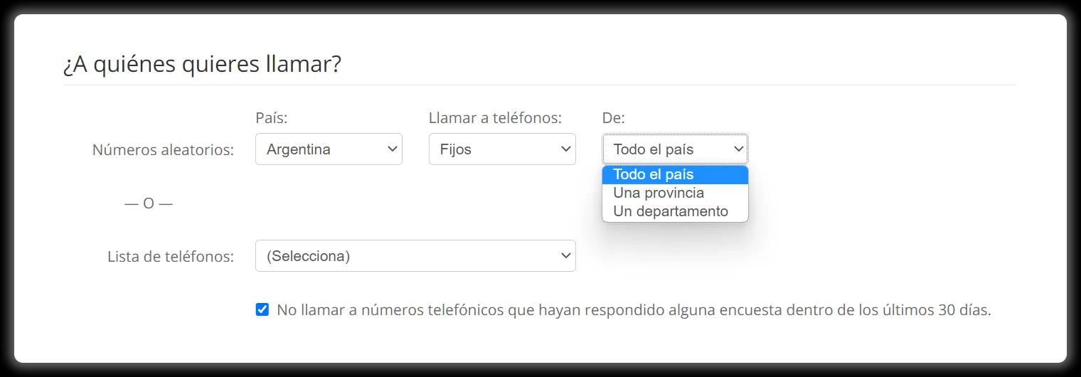 Llama a teléfonos fijos aleatorios de Argentina