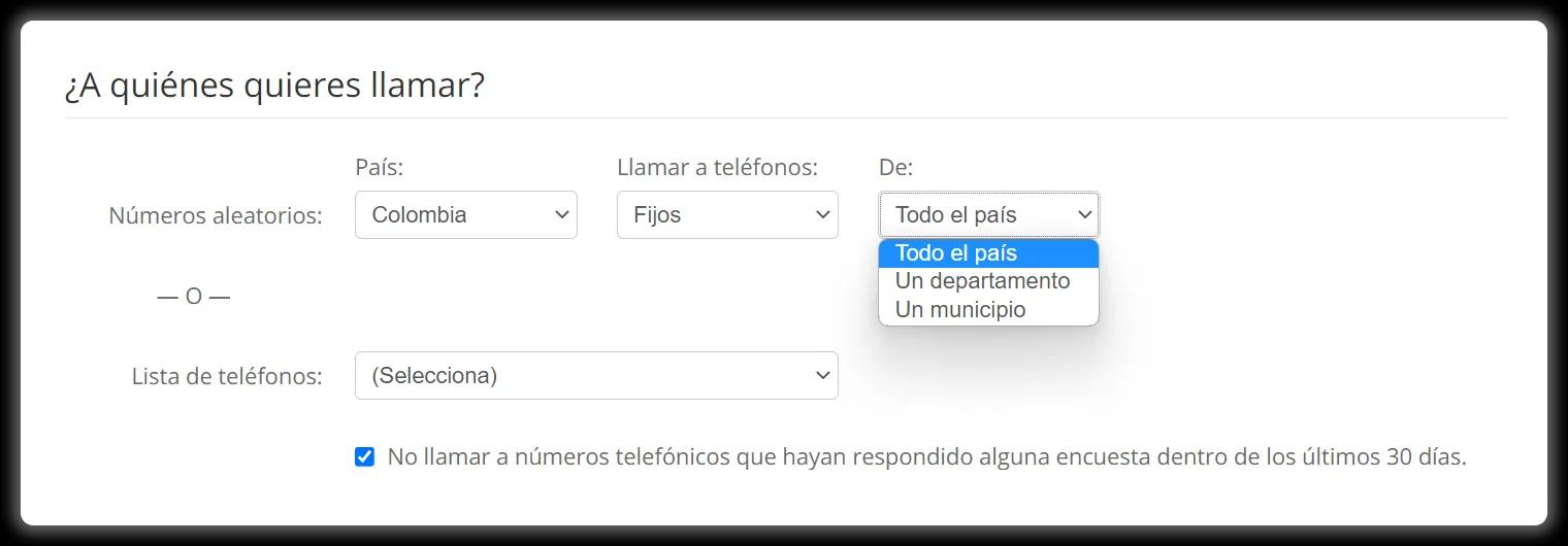 Llama a teléfonos fijos o móviles aleatorios de Colombia